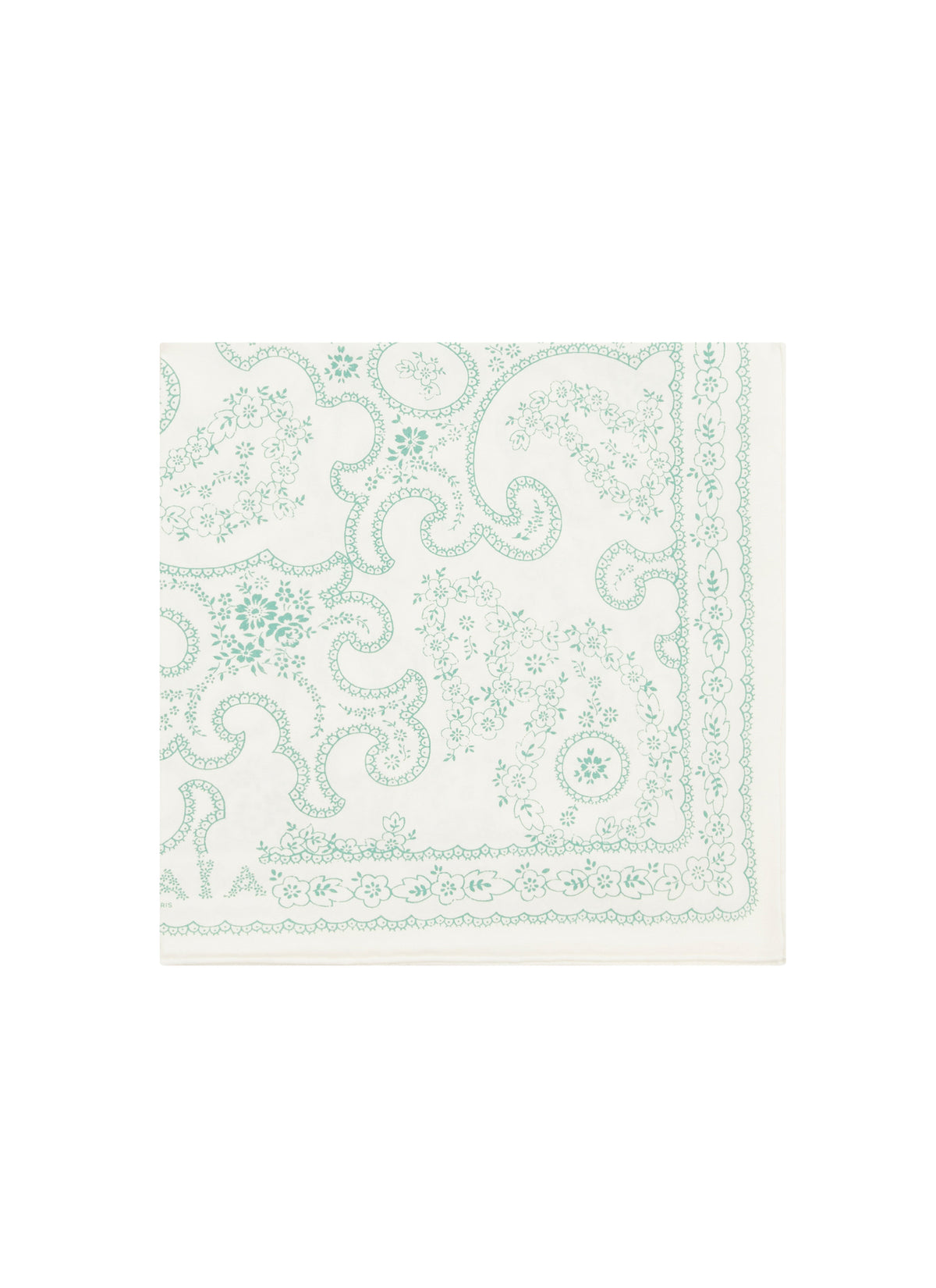 Foulard carré 45x45 imprimé - Blanc & Vert