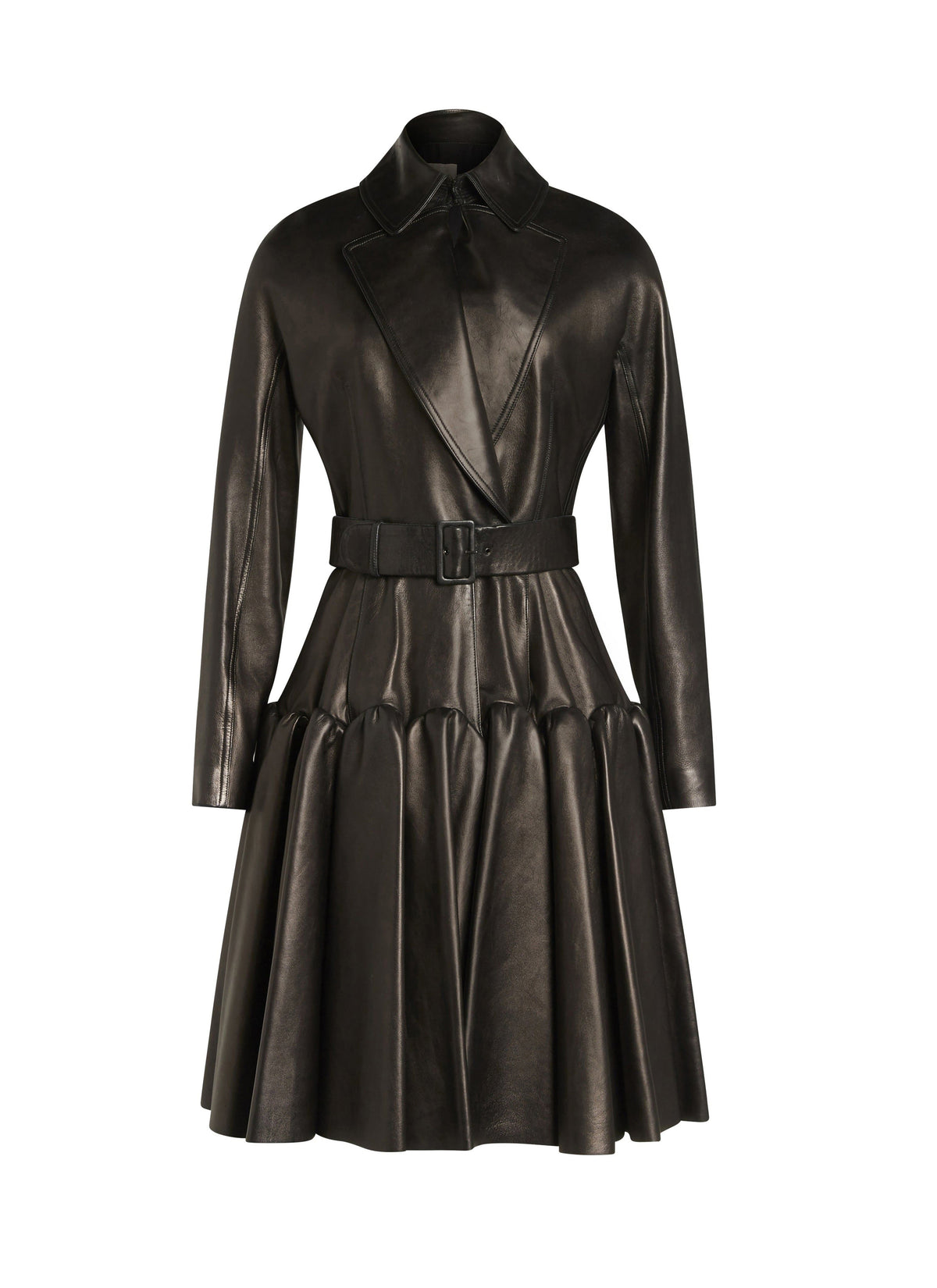 Manteau plissé en cuir - Nuit