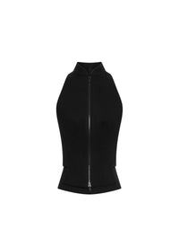 Gilet zippé sans manches en laine - Noir
