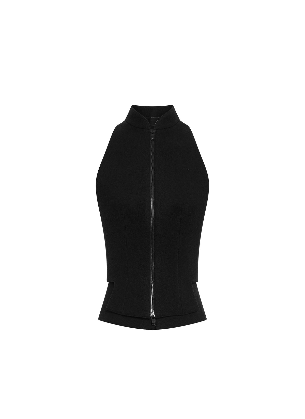 Gilet zippé sans manches en laine - Noir