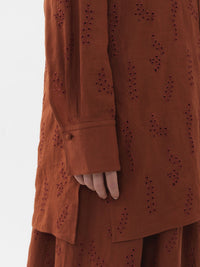 OK PORTE_Chemise longue Patricia Chloé x Eres en lin - Red Ochre
