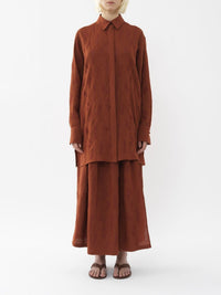 OK PORTE_Chemise longue Patricia Chloé x Eres en lin - Red Ochre