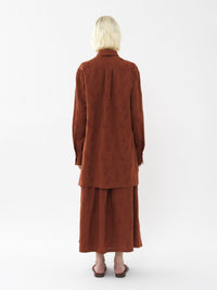 OK PORTE_Chemise longue Patricia Chloé x Eres en lin - Red Ochre