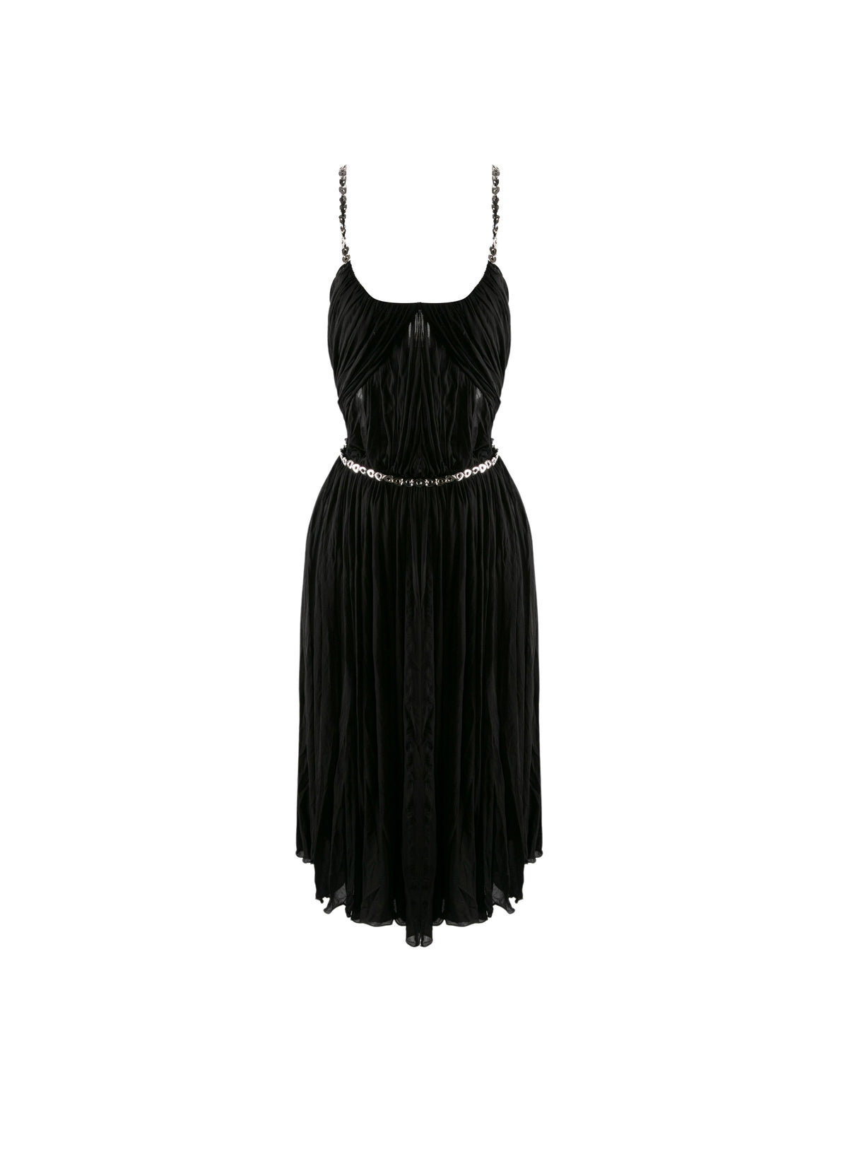 Robe plissé à découpes et orné de chaînes - Noir