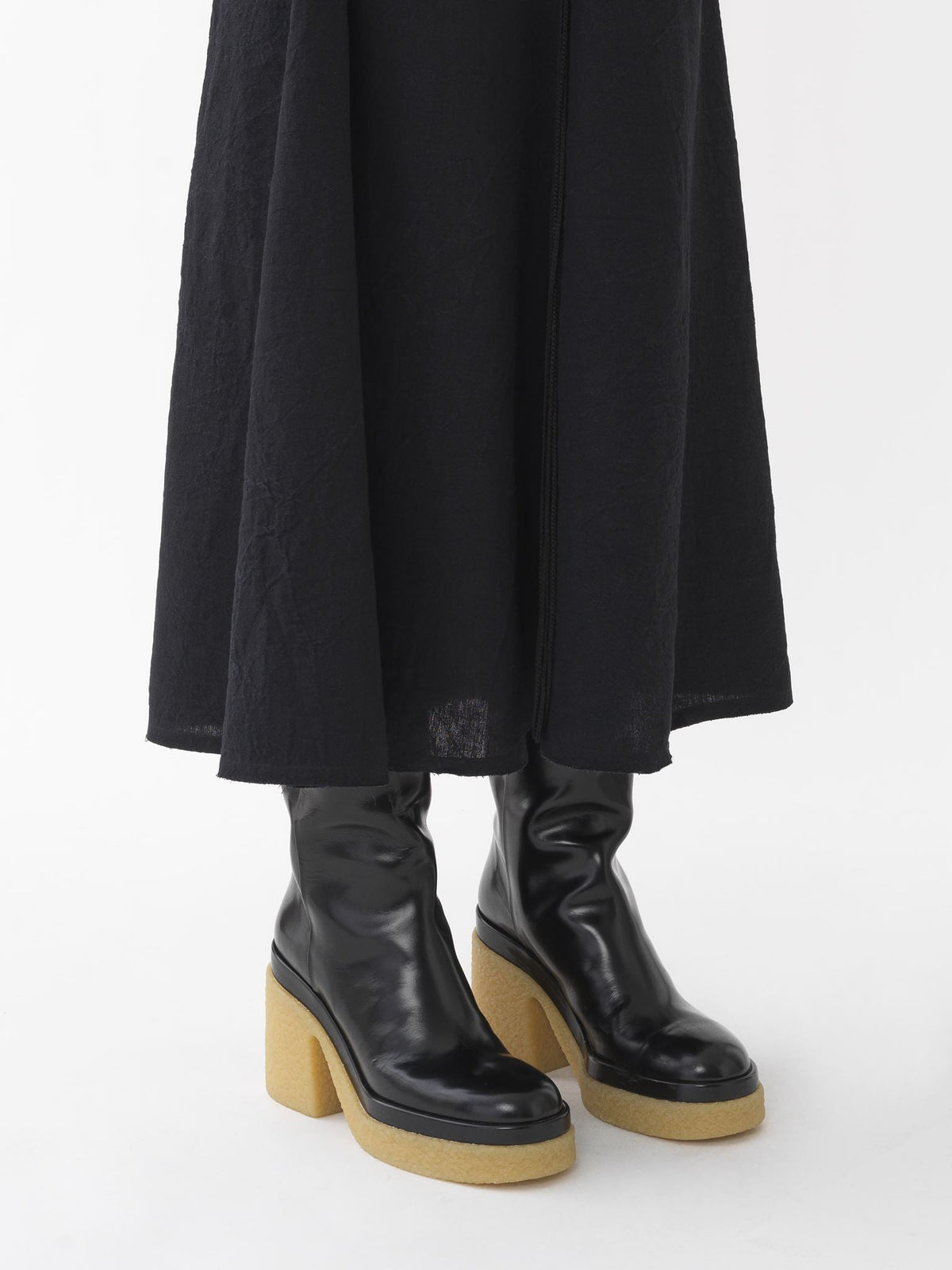 OK PORTE_Jupe taille haute en lin - Black