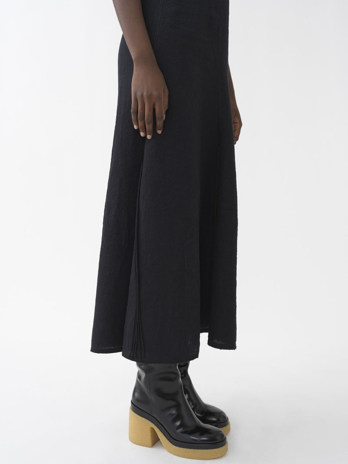 OK PORTE_Jupe taille haute en lin - Black