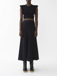 OK PORTE_Jupe taille haute en lin - Black