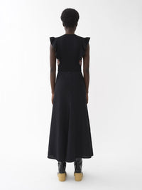 OK PORTE_Jupe taille haute en lin - Black