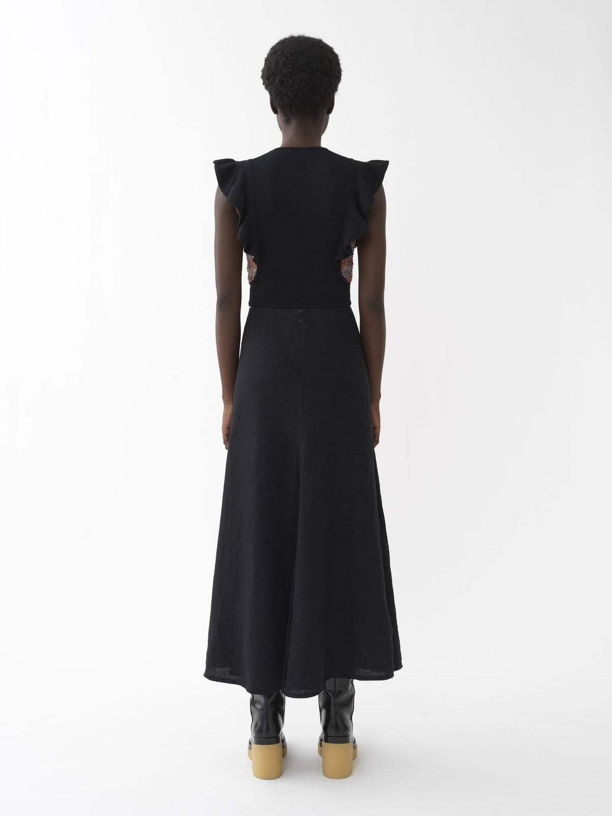 OK PORTE_Jupe taille haute en lin - Black