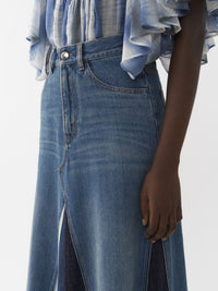 OK PORTE_Jupe longue évasée denim biologique - Multicolor Blue