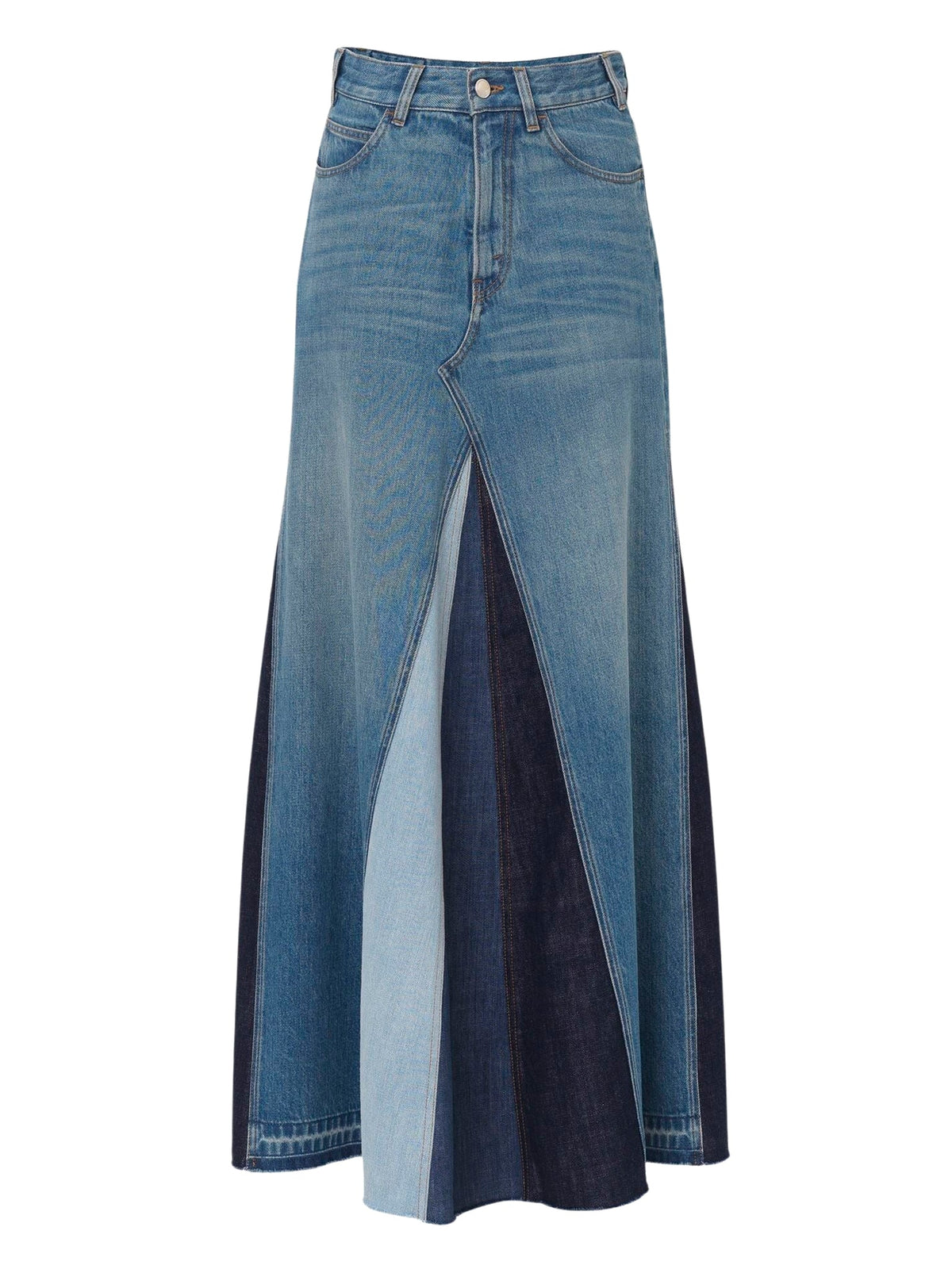 OK PORTE_Jupe longue évasée denim biologique - Multicolor Blue