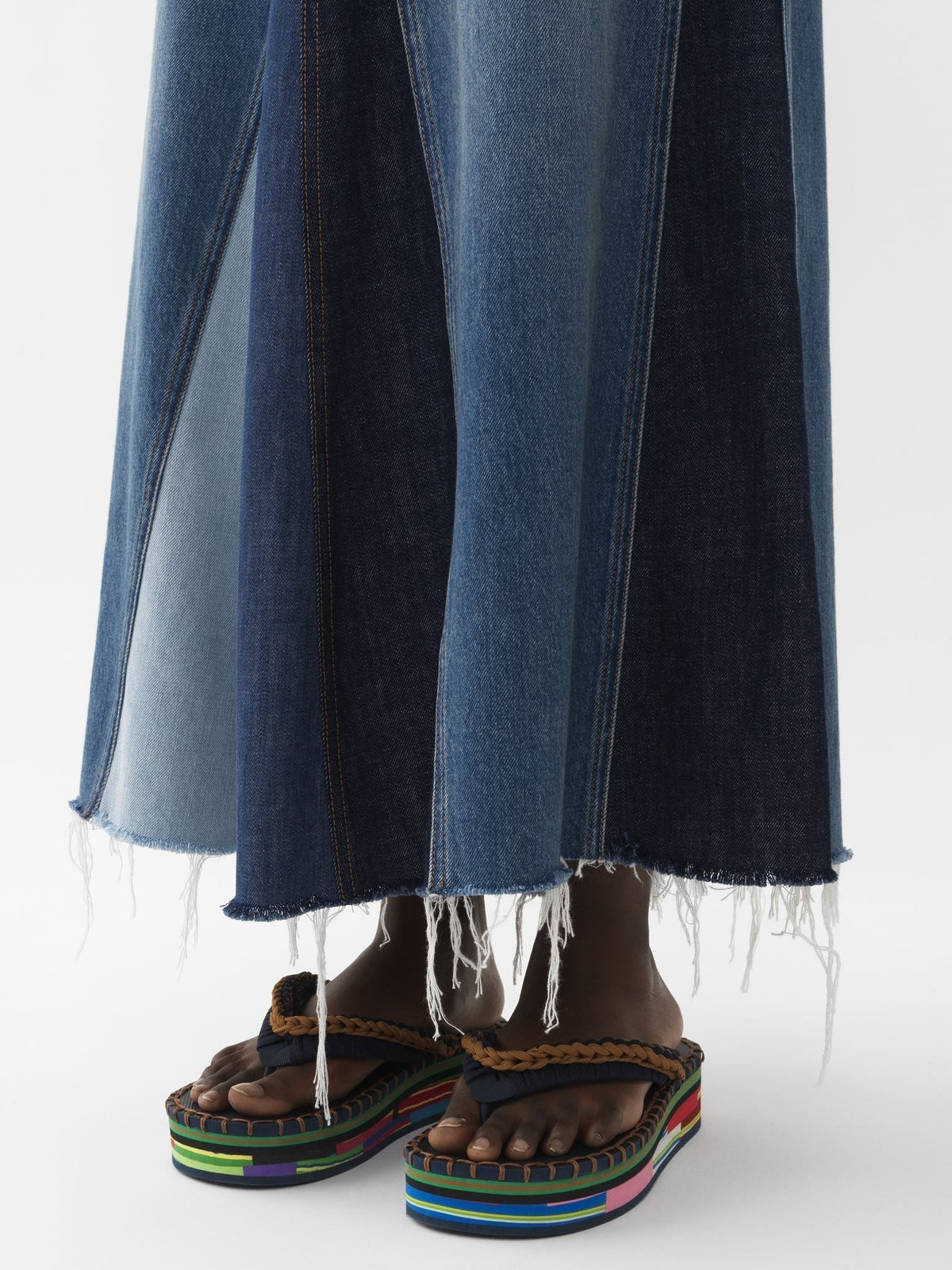 OK PORTE_Jupe longue évasée denim biologique - Multicolor Blue