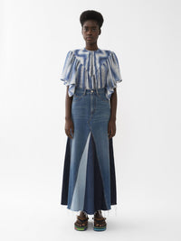 OK PORTE_Jupe longue évasée denim biologique - Multicolor Blue