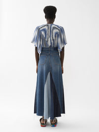OK PORTE_Jupe longue évasée denim biologique - Multicolor Blue