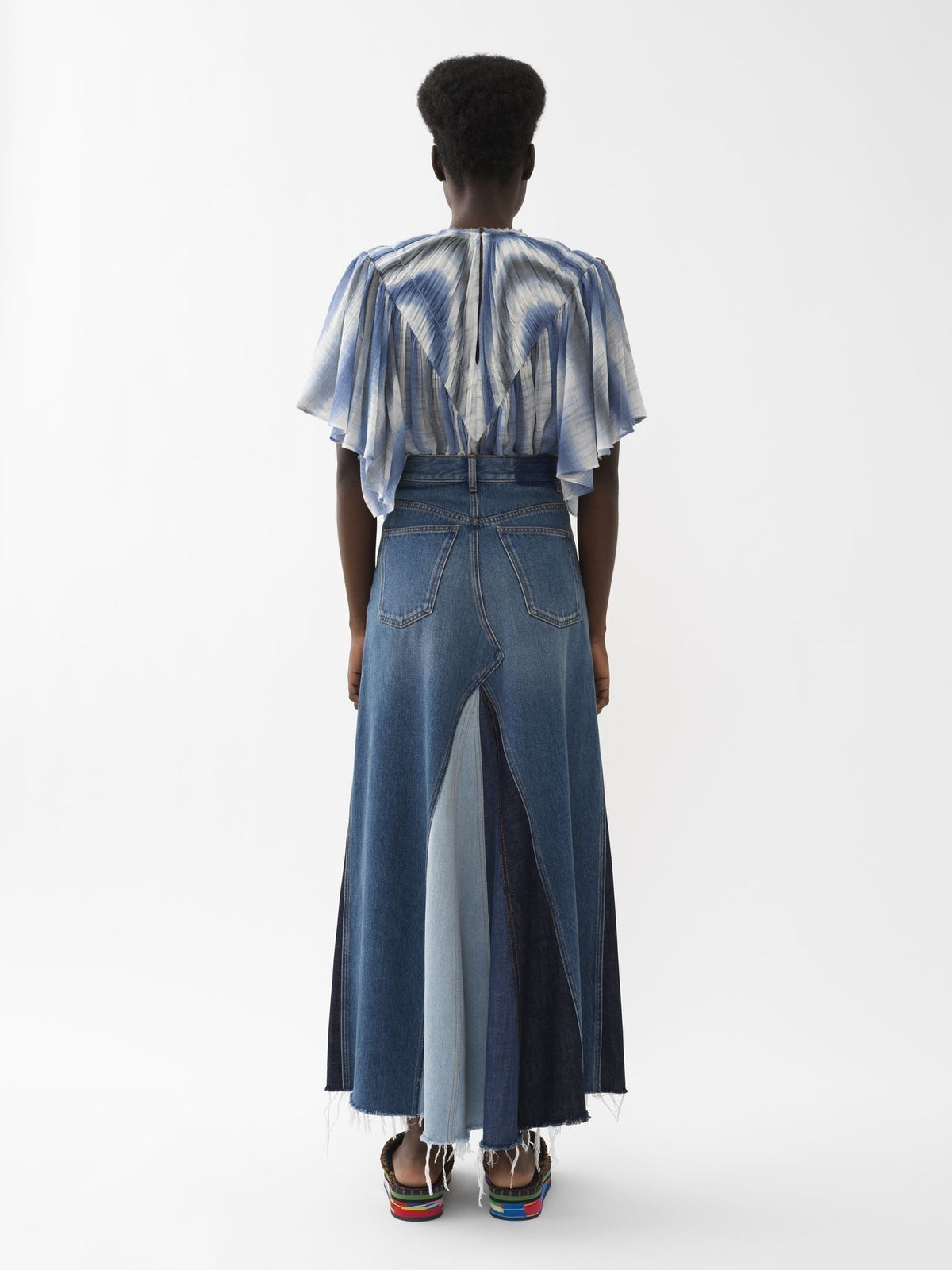 OK PORTE_Jupe longue évasée denim biologique - Multicolor Blue