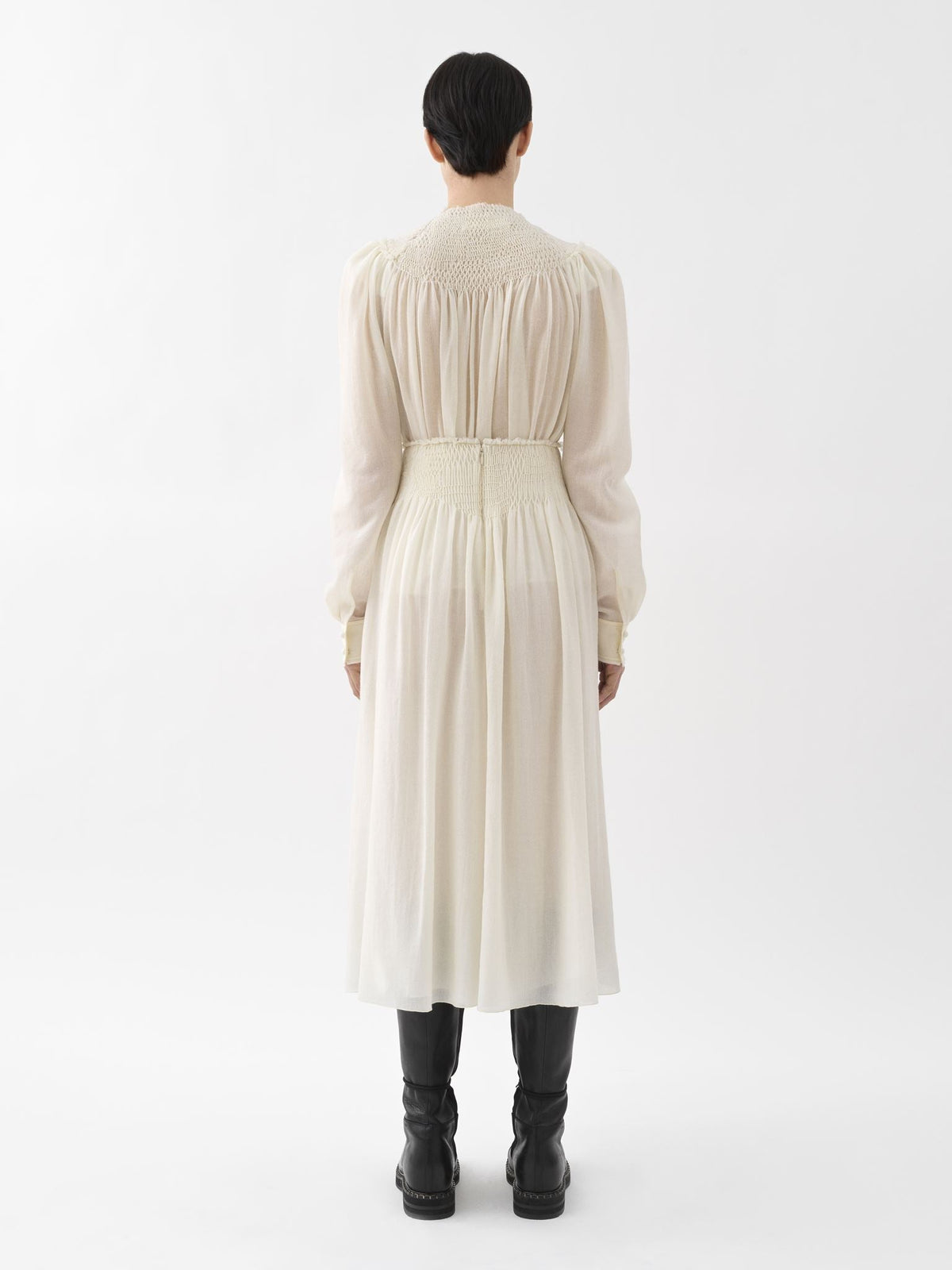 OK PORTE_Jupe ample corset en laine - Seedpearl Beige