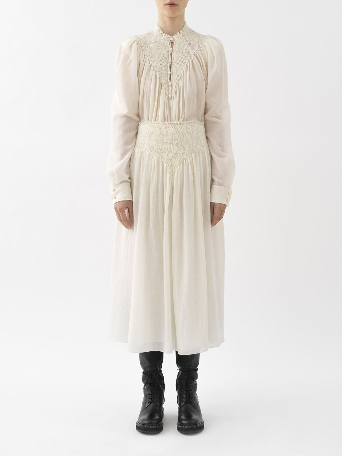 OK PORTE_Jupe ample corset en laine - Seedpearl Beige
