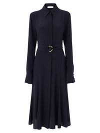 OK PORTE_Robe chemise en soie - Iconic Navy