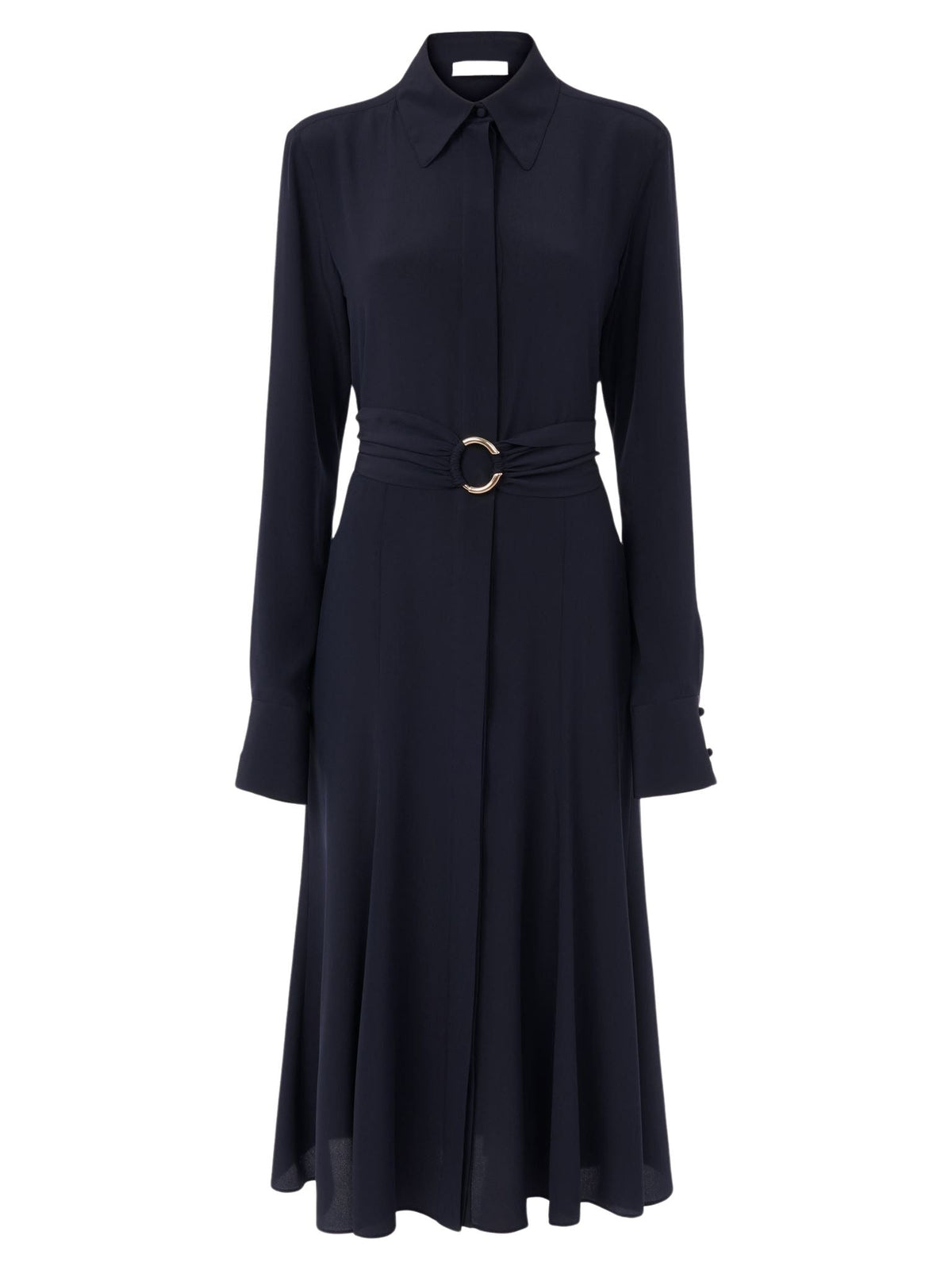 OK PORTE_Robe chemise en soie - Iconic Navy