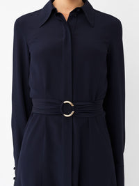 OK PORTE_Robe chemise en soie - Iconic Navy