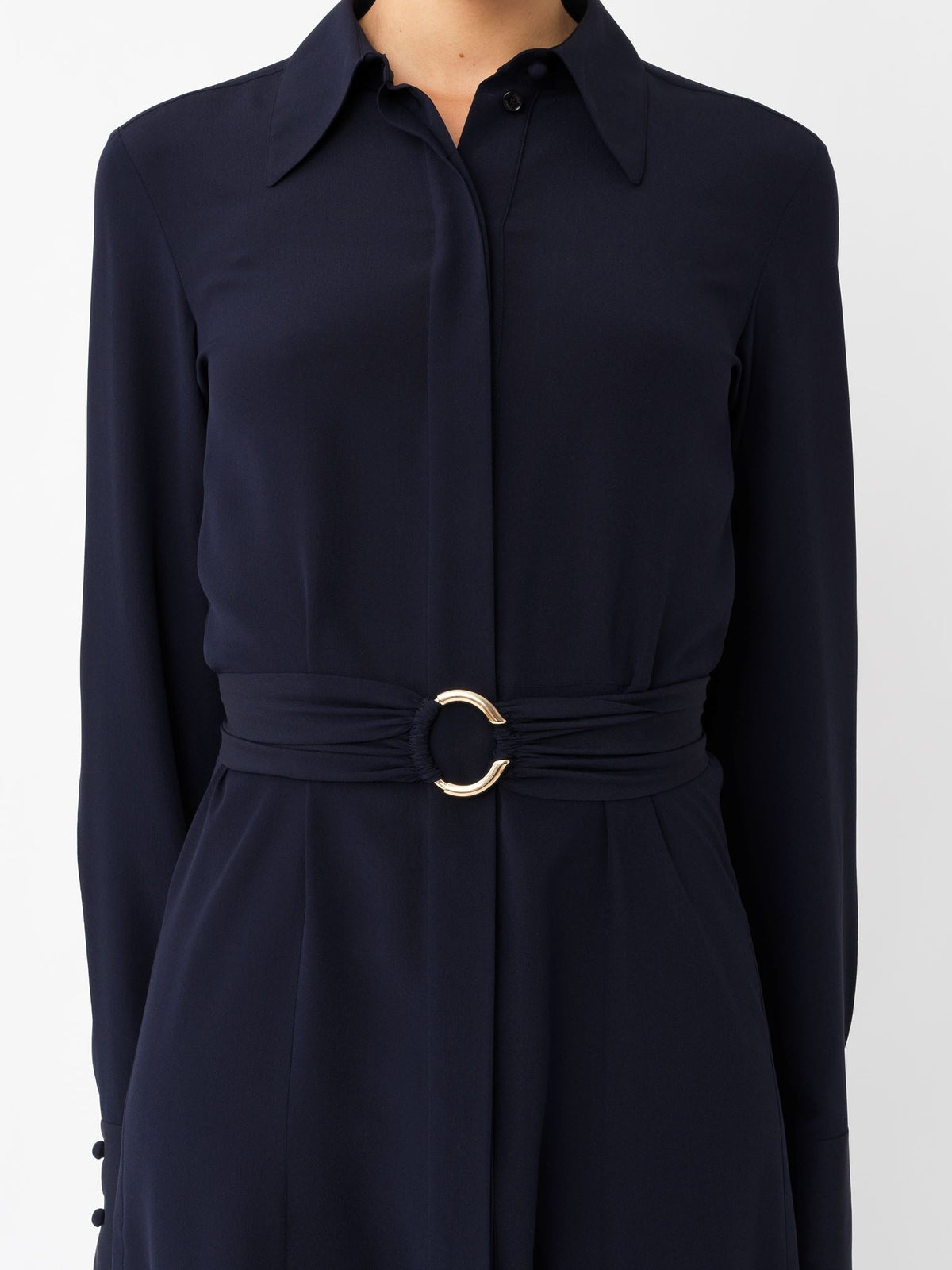 OK PORTE_Robe chemise en soie - Iconic Navy