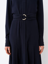 OK PORTE_Robe chemise en soie - Iconic Navy