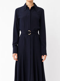 OK PORTE_Robe chemise en soie - Iconic Navy