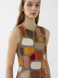 OK PORTE_Mini robe trapèze en cuir - Multicolor