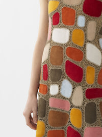 OK PORTE_Mini robe trapèze en cuir - Multicolor