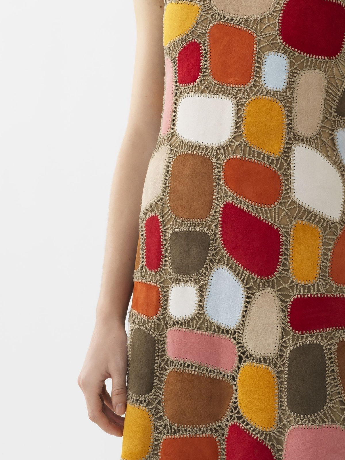 OK PORTE_Mini robe trapèze en cuir - Multicolor
