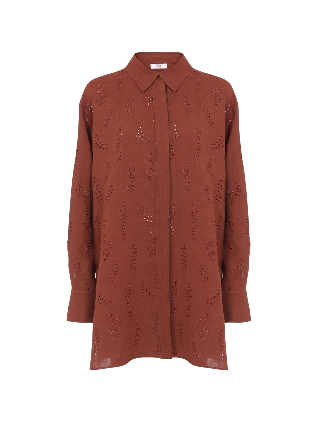 OK PORTE_Chemise longue Patricia Chloé x Eres en lin - Red Ochre