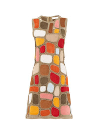 OK PORTE_Mini robe trapèze en cuir - Multicolor