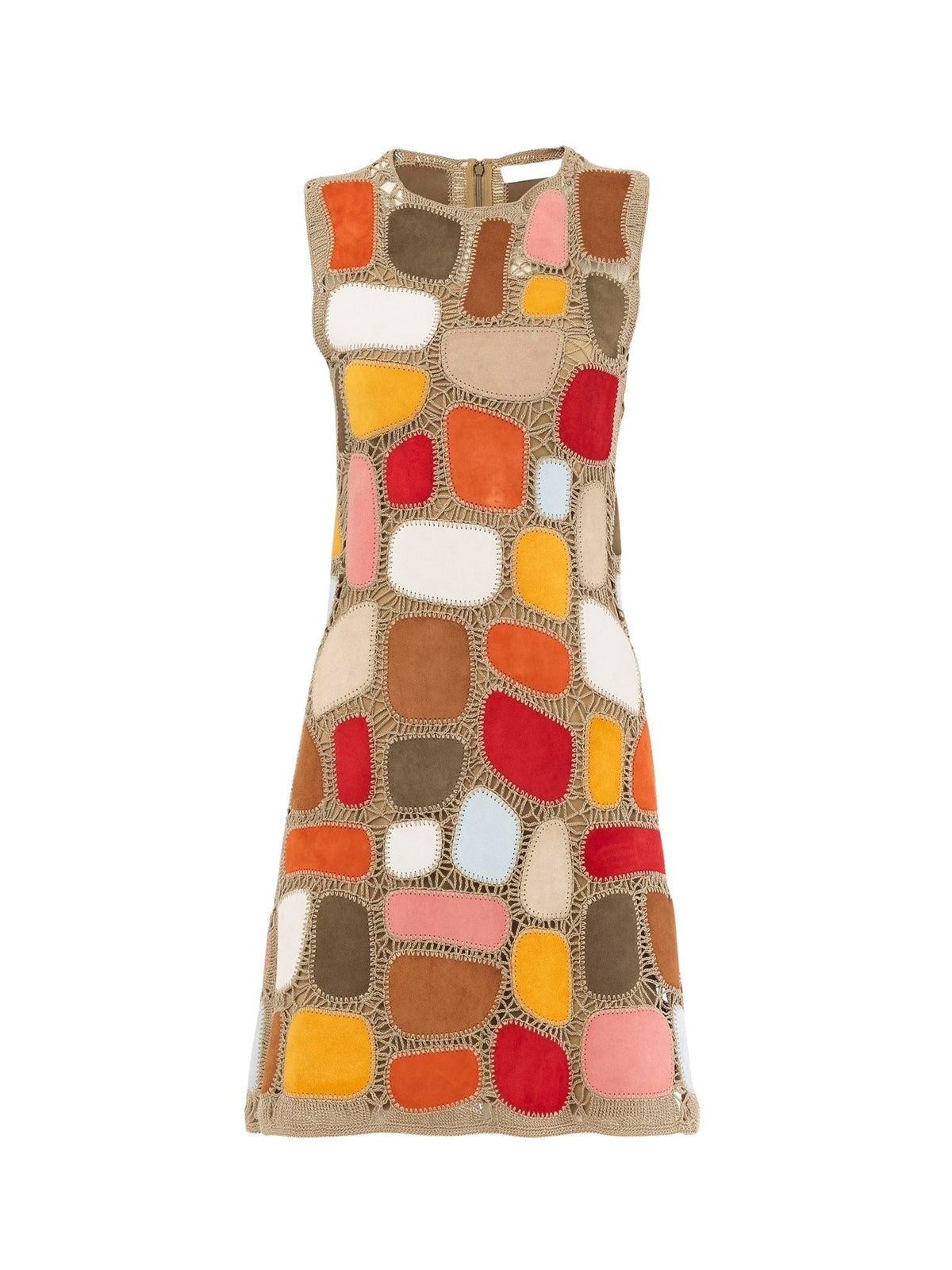 OK PORTE_Mini robe trapèze en cuir - Multicolor