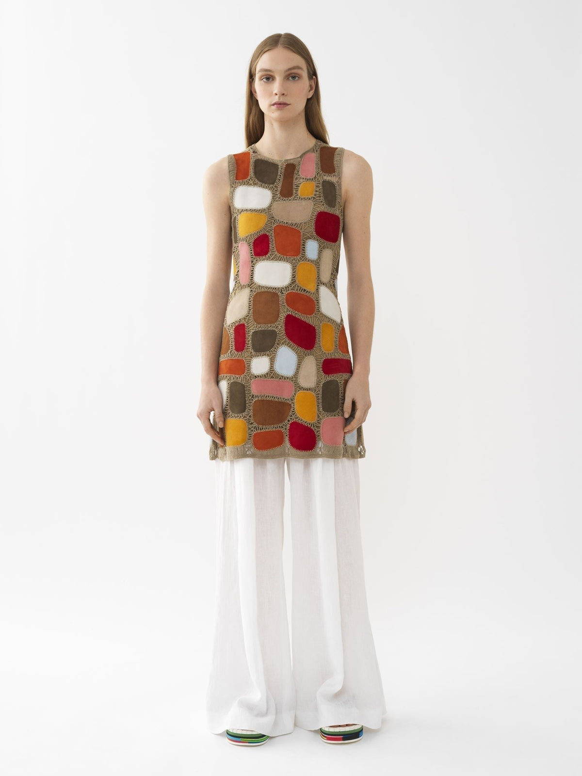 OK PORTE_Mini robe trapèze en cuir - Multicolor