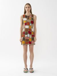 OK PORTE_Mini robe trapèze en cuir - Multicolor