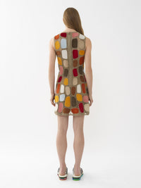 OK PORTE_Mini robe trapèze en cuir - Multicolor