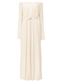 OK PORTE_Robe épaules nues en soie - Seedpearl Beige