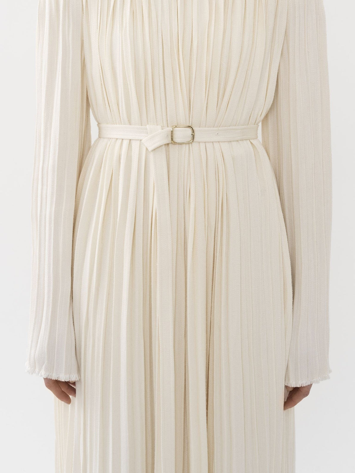 OK PORTE_Robe épaules nues en soie - Seedpearl Beige