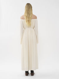 OK PORTE_Robe épaules nues en soie - Seedpearl Beige