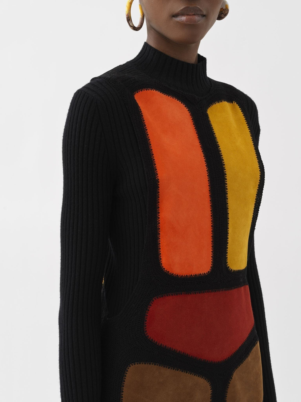 OK PORTE_Robe sans manches en cuir - Multicolor Orange