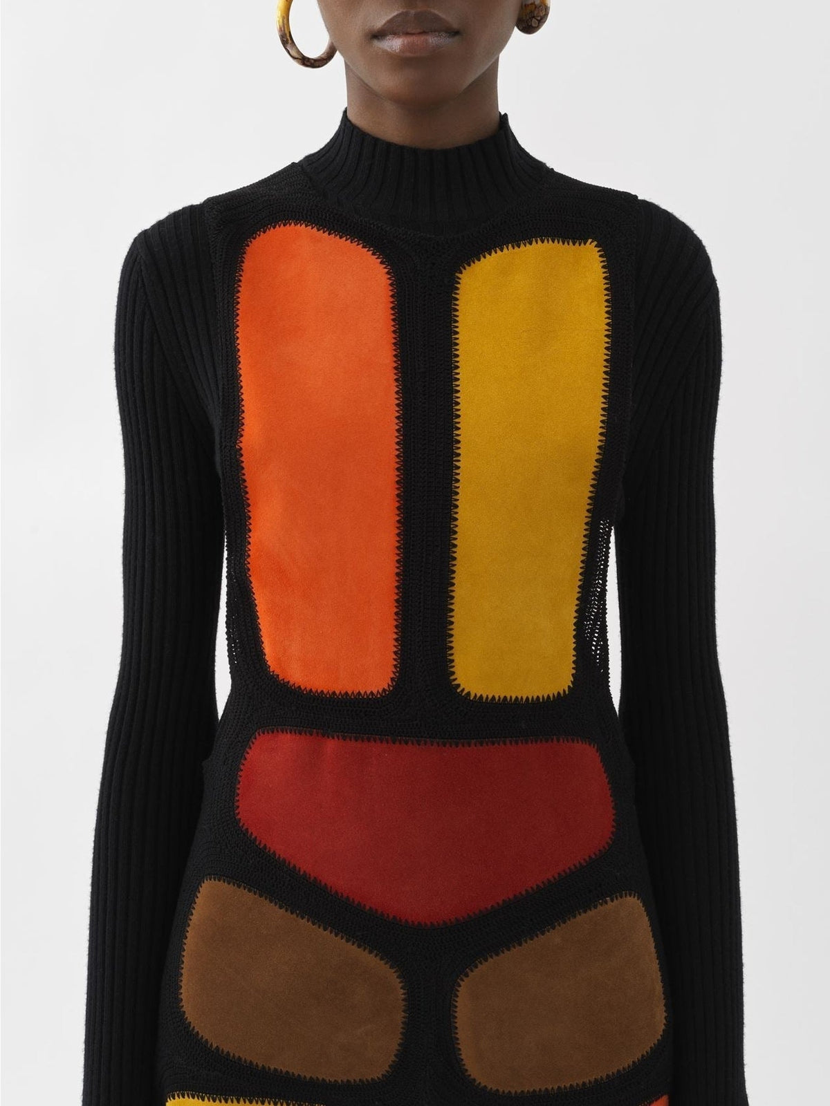 OK PORTE_Robe sans manches en cuir - Multicolor Orange