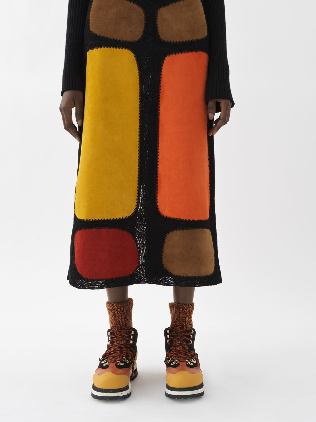 OK PORTE_Robe sans manches en cuir - Multicolor Orange