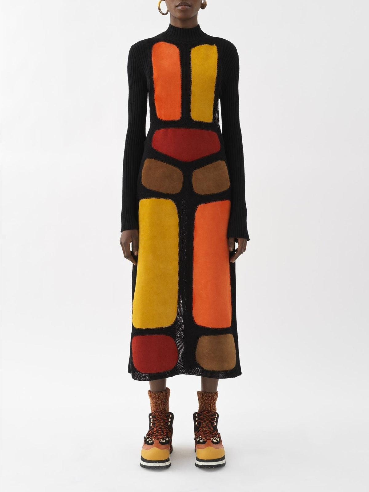 OK PORTE_Robe sans manches en cuir - Multicolor Orange