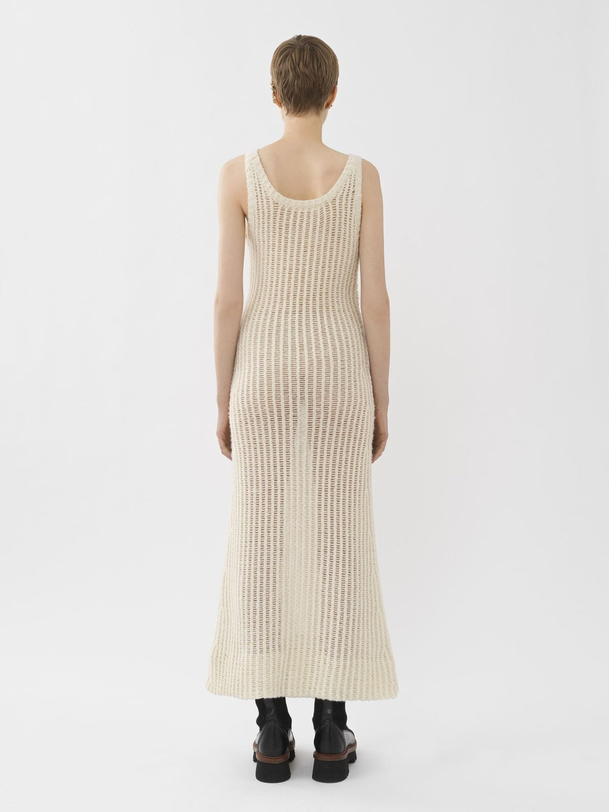 OK PORTE_Robe longue sans manches en laine - White Powder