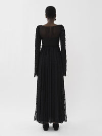 OK PORTE_Robe maxi empire en soie - Black