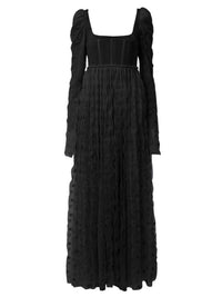 OK PORTE_Robe maxi empire en soie - Black