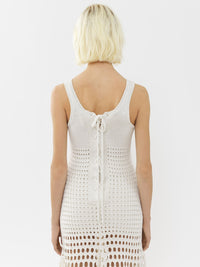 OK PORTE_Robe maxi sans manches en soie - White