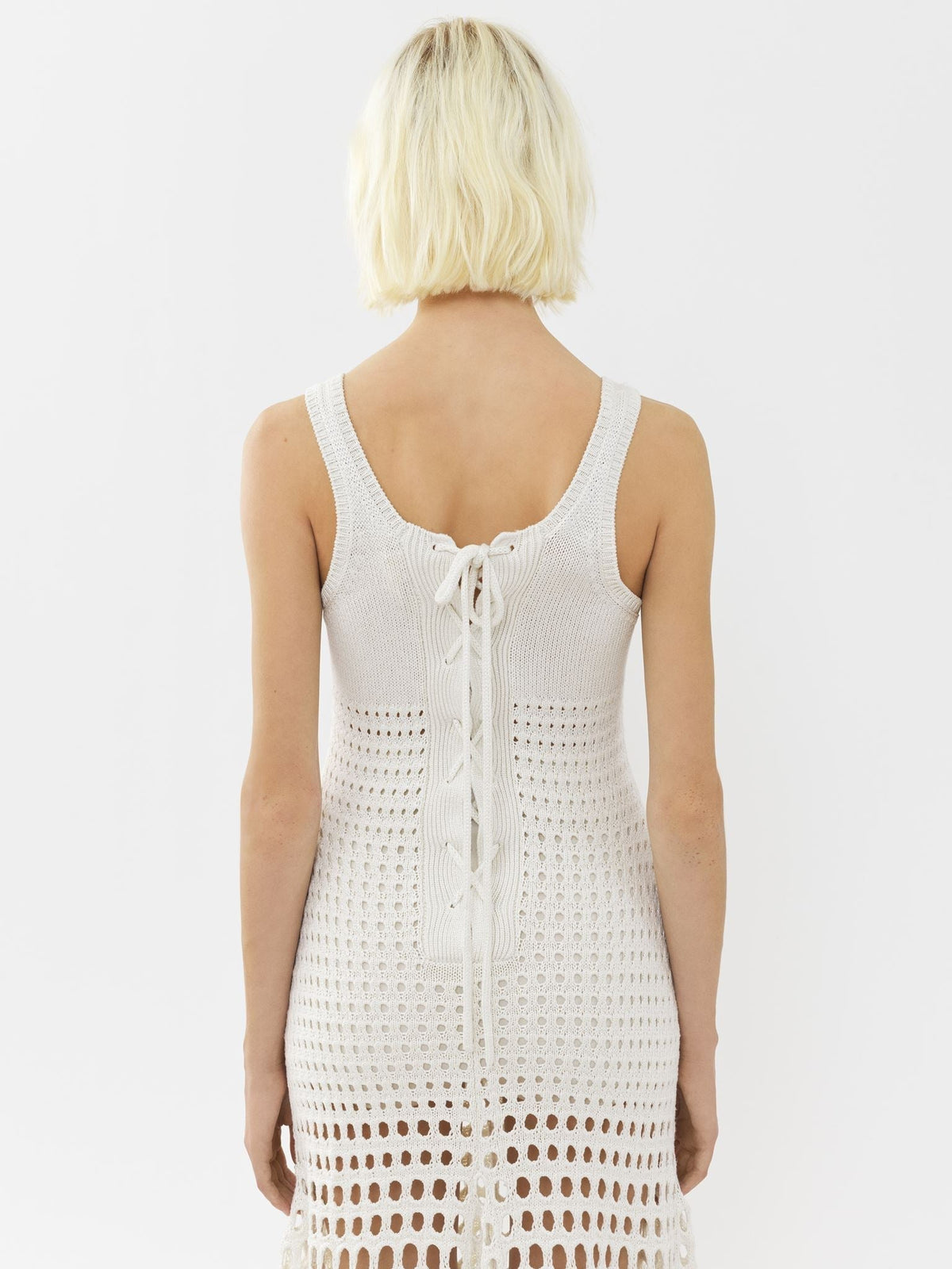 OK PORTE_Robe maxi sans manches en soie - White