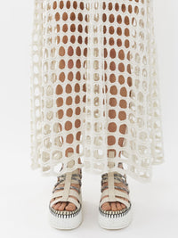 OK PORTE_Robe maxi sans manches en soie - White