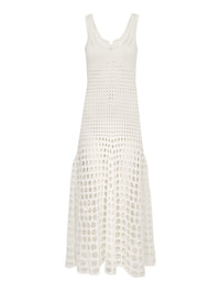 OK PORTE_Robe maxi sans manches en soie - White
